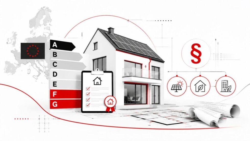 EPBD 2026: EU-Gebäuderichtlinie bringt neue Energieausweis-Skala A–G, Renovierungspass, Solarpflicht und Nullemissionsgebäude ab 2030. Pflichten für Eigentümer in Deutschland im Überblick.
