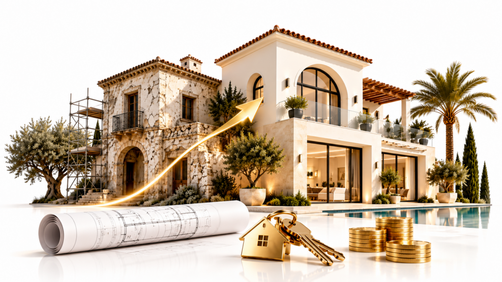 Flipping in Spanien 2026: Immobilien kaufen, sanieren und verkaufen. Lesen Sie, welche Kosten, Steuern und Risiken die Rendite beeinflussen und worauf Anleger beim Immobilien-Flipping achten sollten.