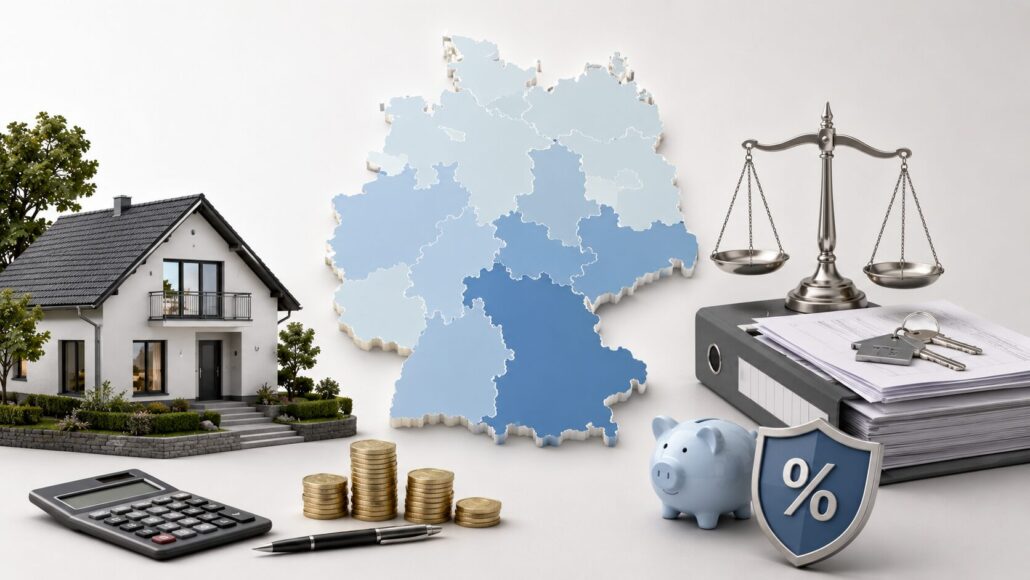 Grunderwerbsteuer 2026 im Bundesland-Vergleich: Alle 16 Sätze von 3,5 bis 6,5 Prozent, Rechenbeispiele, legale Spartipps über Inventar, Befreiungen nach § 3 GrEStG und was Erstkäufer über Hessengeld wissen.